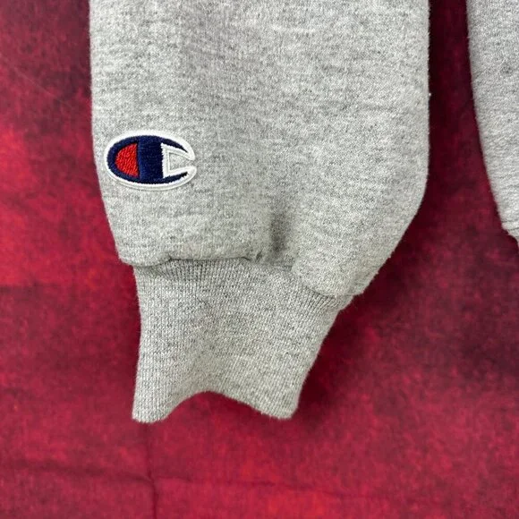 CHAMPION UNISEX GREY ZIP-UP HOODIE WITH BTG LOGO, 2 POCKETS, FLEECE INTERIOR, L - Picture 9 of 10